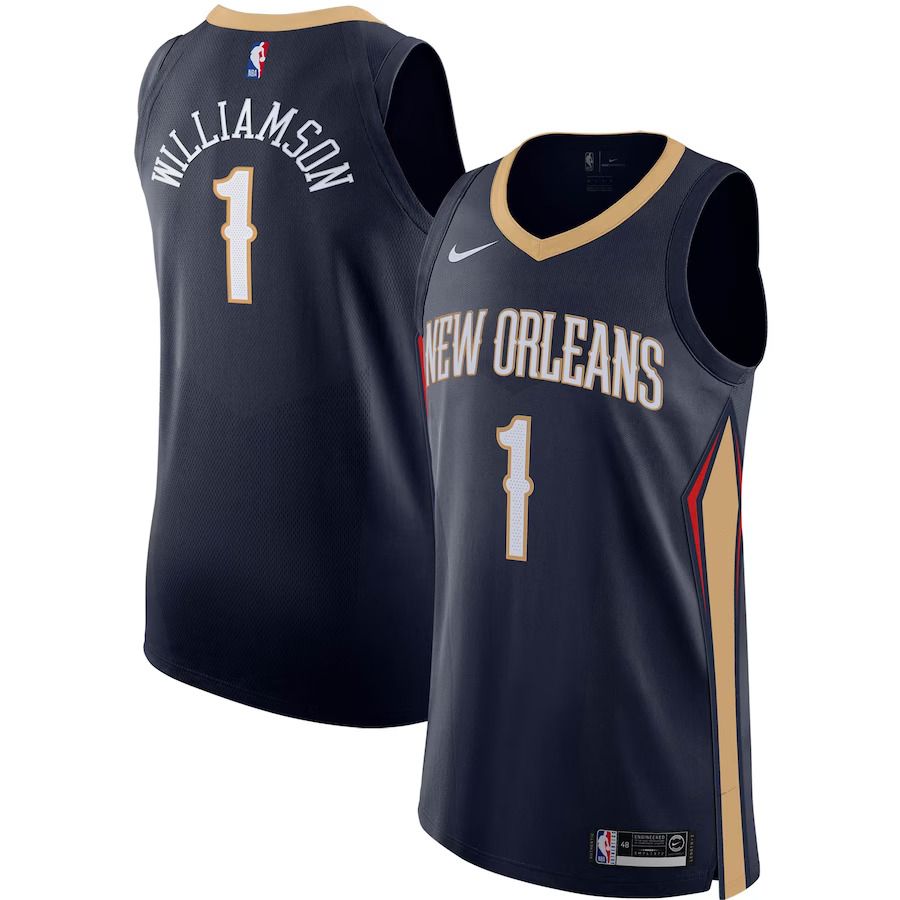 Men New Orleans Pelicans 1 Zion Williamson Nike Navy Icon Edition Authentic Player NBA Jersey